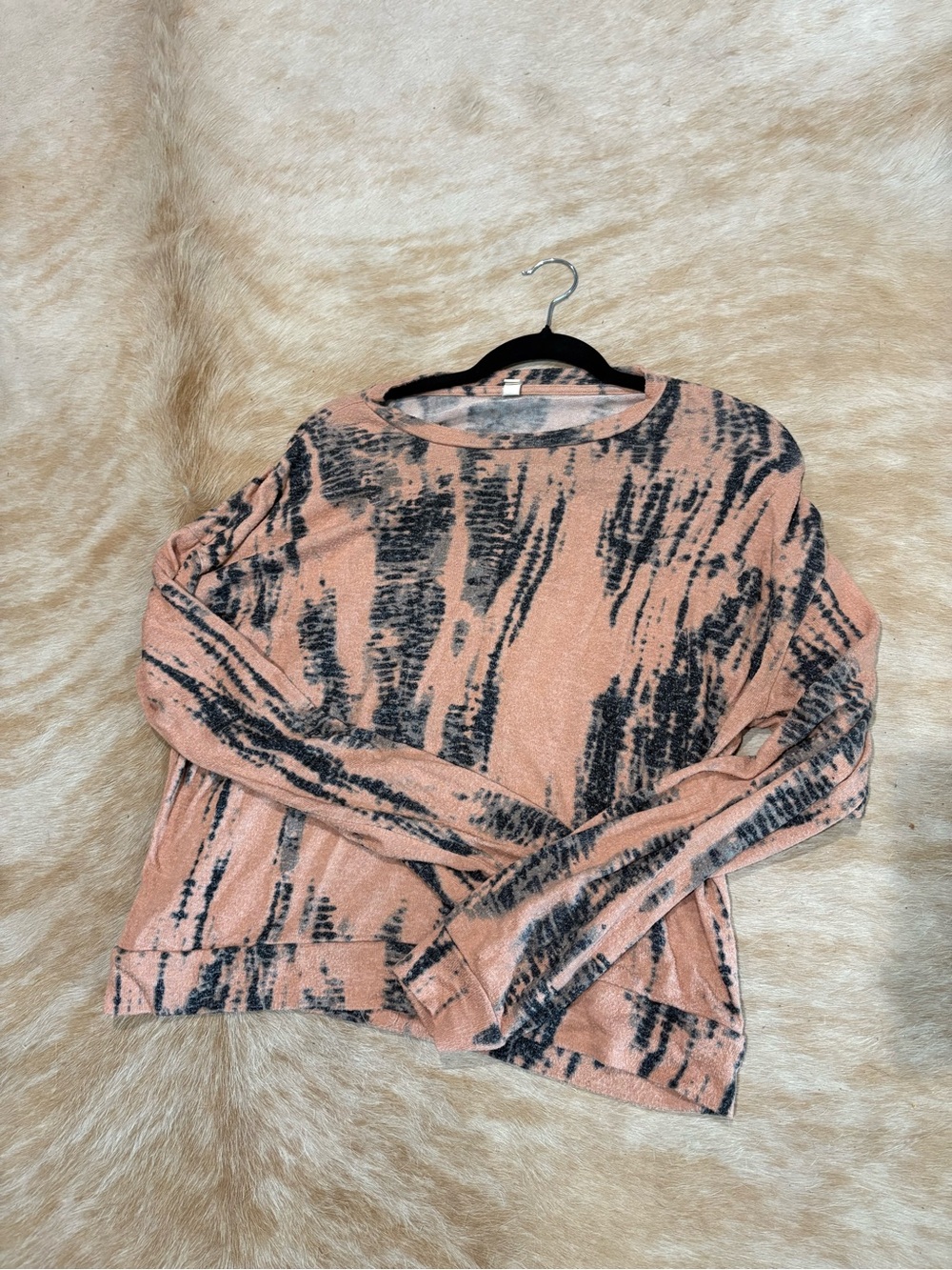 Women's Peach Tie-Dye Long Sleeve Sweater